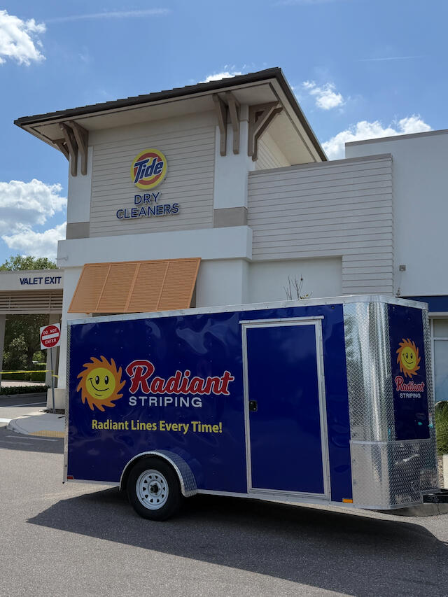 Tide Dry Cleaners Parking Lot Striping By Radiant Striping Florida - TRAILER 3