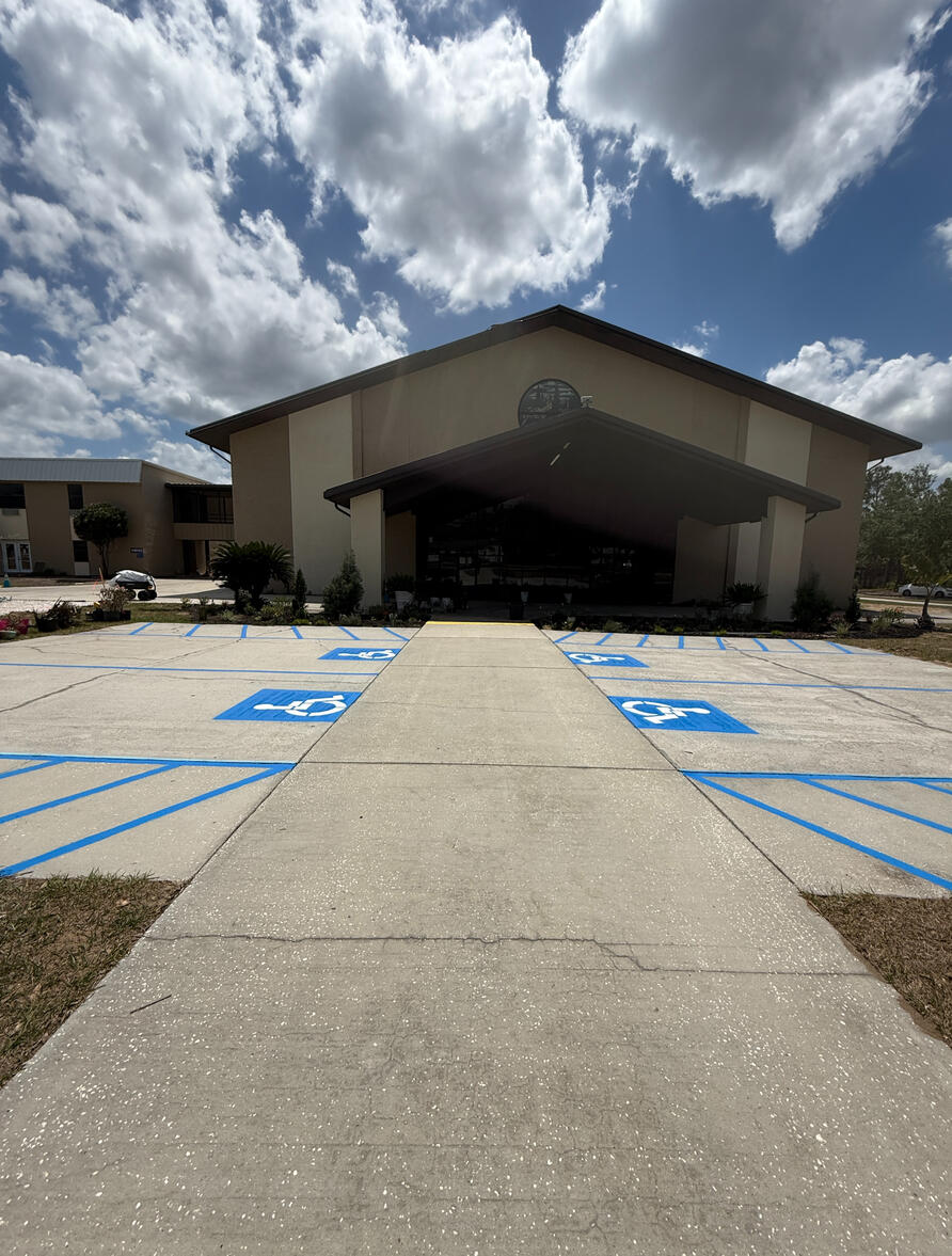 The Grove Tampa in Brandon Florida parking lot striping by Radiant Striping of Tampa Florida. Parking lot striping after picture.
