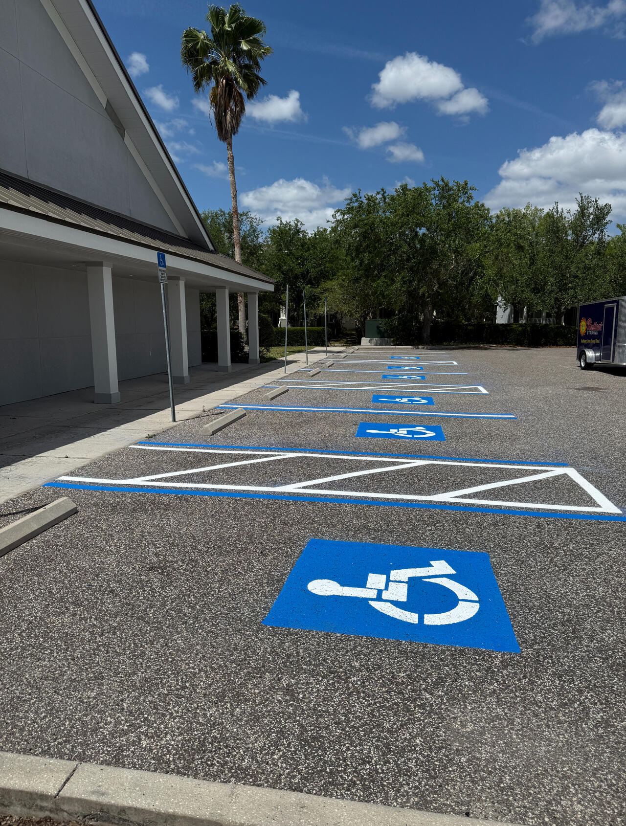 The Chapel At Fishhawk in Lithia Florida parking lot striping by Radiant Striping of Tampa Florida. Parking lot striping after picture.