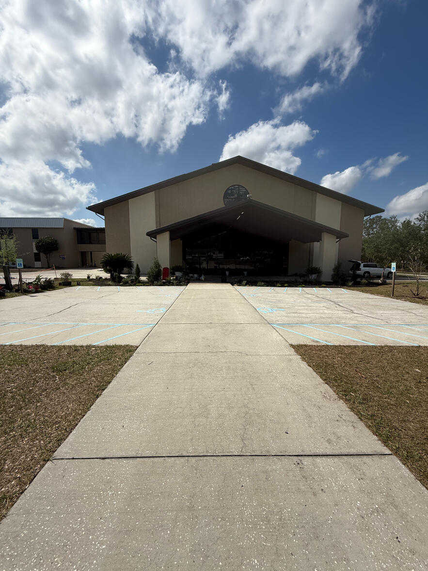 The Grove Tampa in Brandon Florida parking lot striping by Radiant Striping of Tampa Florida. Parking Lot striping before picture.